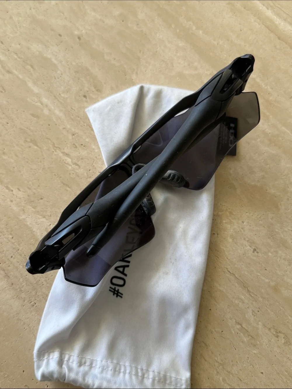 Oakley Black Wraparound Sunglasses with Dark Smoke Lenses